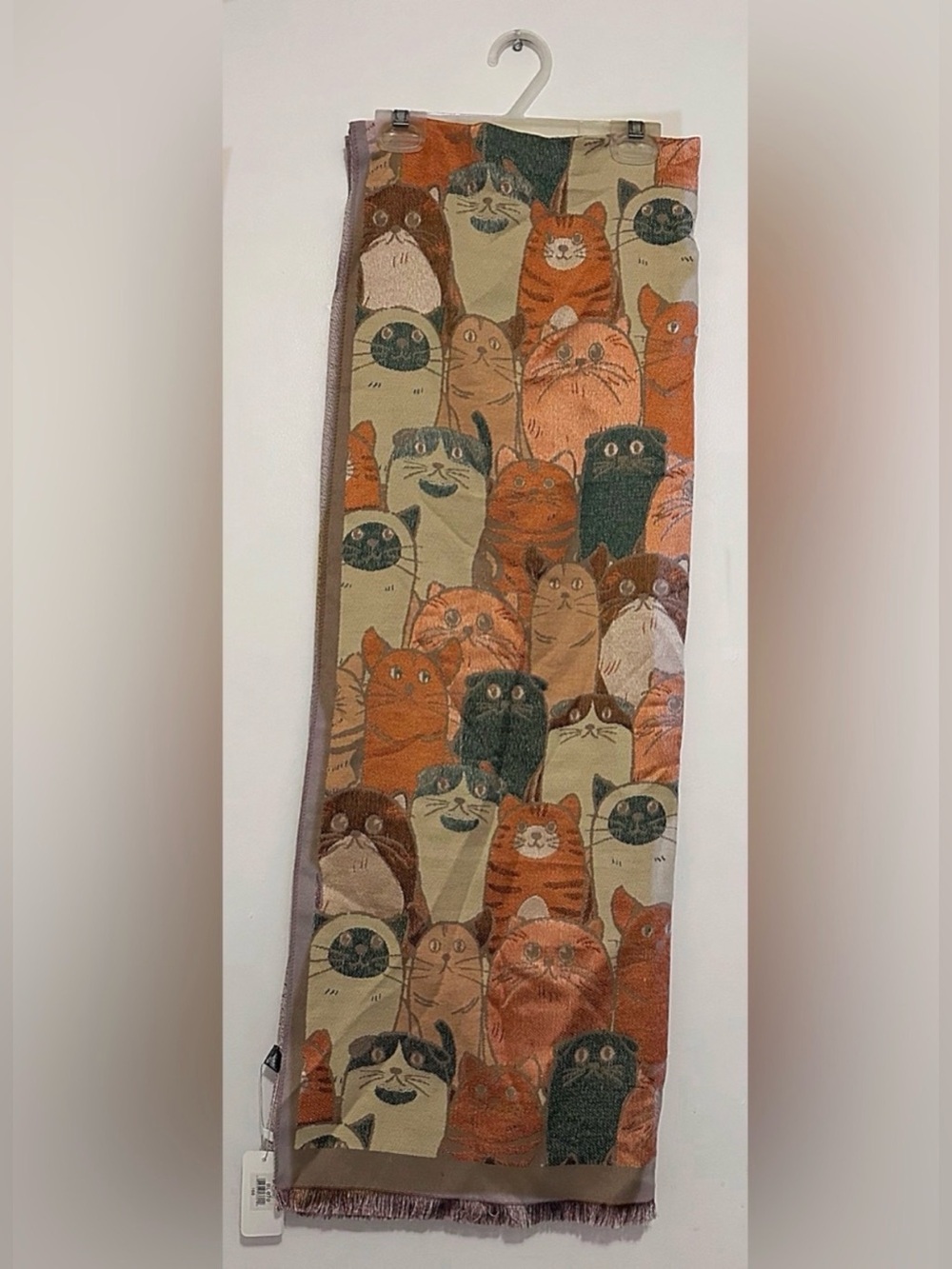 Cat Pattern Pet Blanket Scarf - Orange Beige Multi